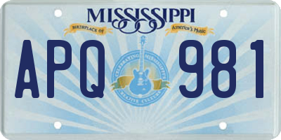 MS license plate APQ981