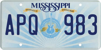 MS license plate APQ983
