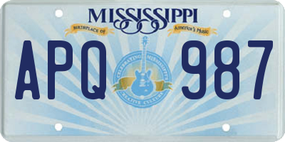 MS license plate APQ987