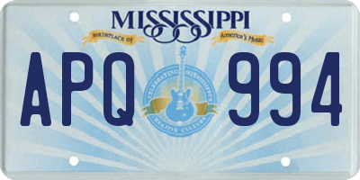 MS license plate APQ994