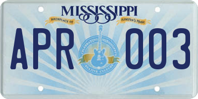 MS license plate APR003