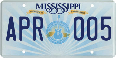 MS license plate APR005