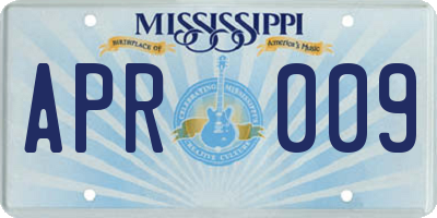 MS license plate APR009