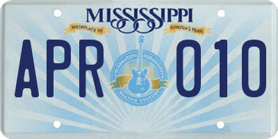 MS license plate APR010