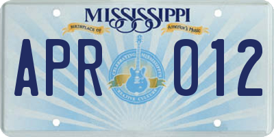 MS license plate APR012