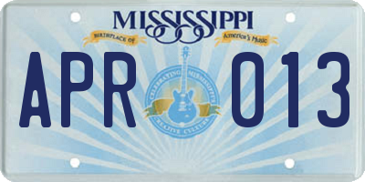 MS license plate APR013