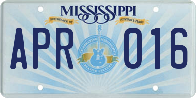 MS license plate APR016