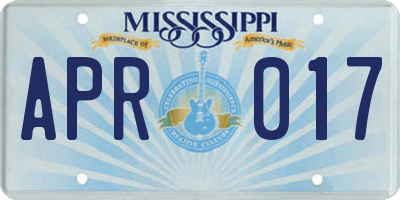 MS license plate APR017
