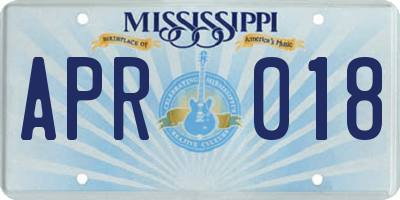 MS license plate APR018