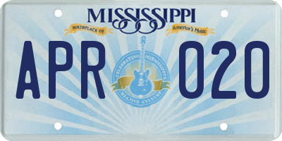 MS license plate APR020