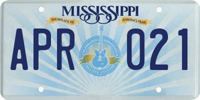 MS license plate APR021