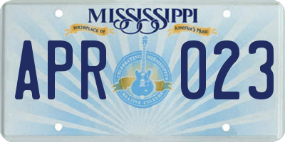 MS license plate APR023