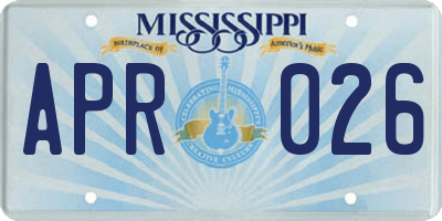 MS license plate APR026