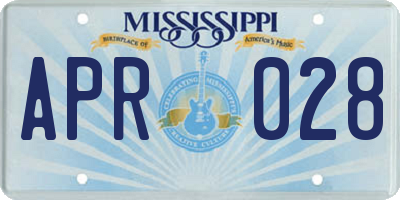 MS license plate APR028