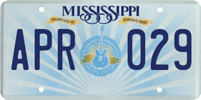 MS license plate APR029