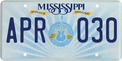 MS license plate APR030