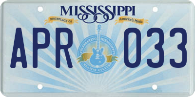 MS license plate APR033