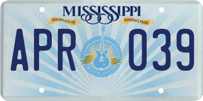 MS license plate APR039