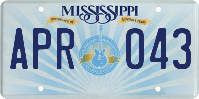 MS license plate APR043