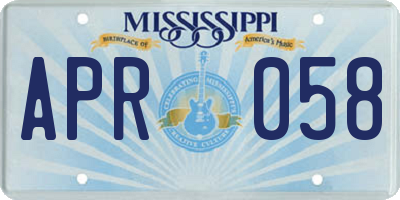 MS license plate APR058
