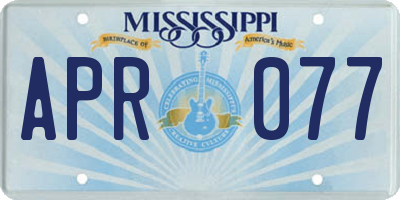 MS license plate APR077