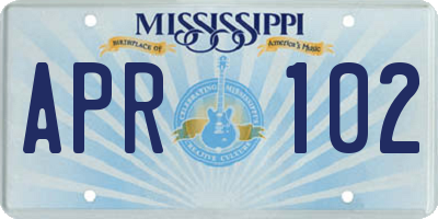 MS license plate APR102