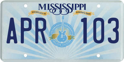 MS license plate APR103