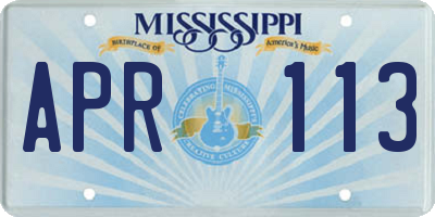 MS license plate APR113