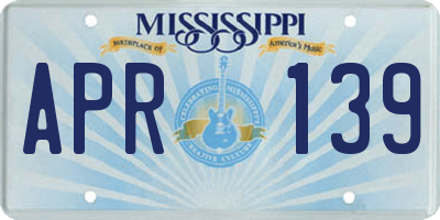 MS license plate APR139