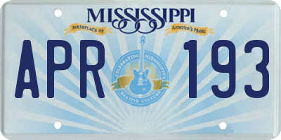 MS license plate APR193