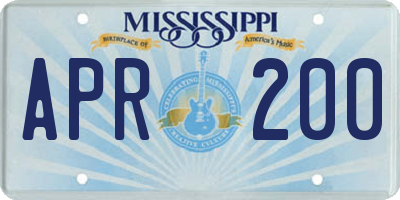 MS license plate APR200