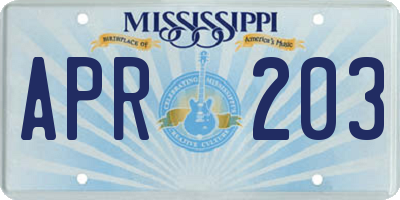 MS license plate APR203
