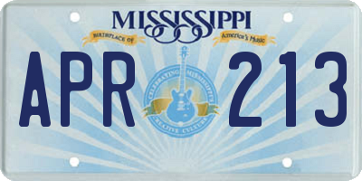MS license plate APR213