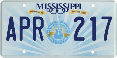 MS license plate APR217