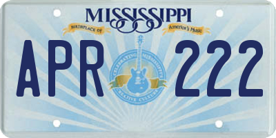 MS license plate APR222