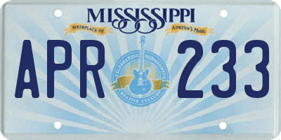 MS license plate APR233