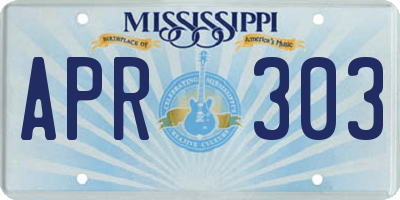MS license plate APR303