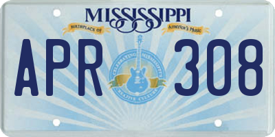 MS license plate APR308