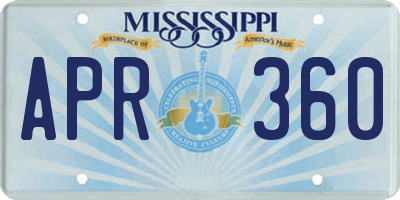 MS license plate APR360