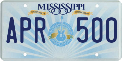 MS license plate APR500