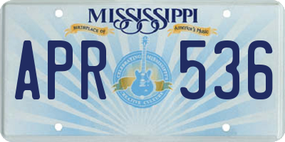MS license plate APR536