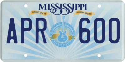 MS license plate APR600