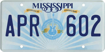 MS license plate APR602