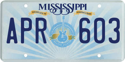MS license plate APR603