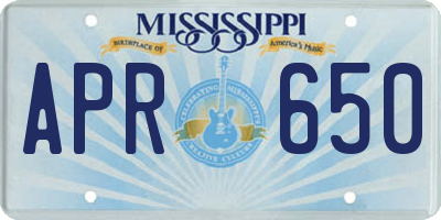 MS license plate APR650
