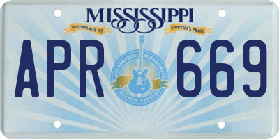 MS license plate APR669