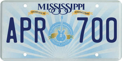 MS license plate APR700
