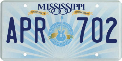 MS license plate APR702