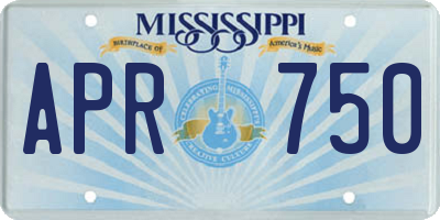 MS license plate APR750