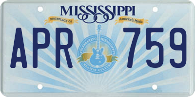 MS license plate APR759